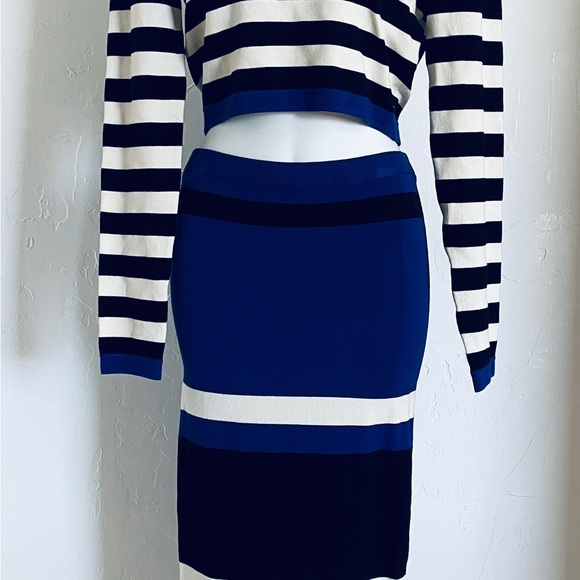 NWT Vintage Y2K TORN by RONNY KOBO Striped Knit Crop Top and Hi Rise SKIRT SET - Picture 14 of 16